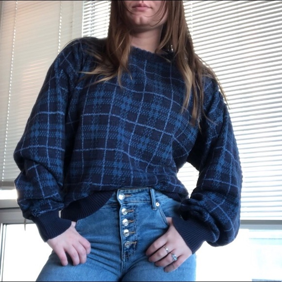 Blue plaid sweater - Picture 1 of 2